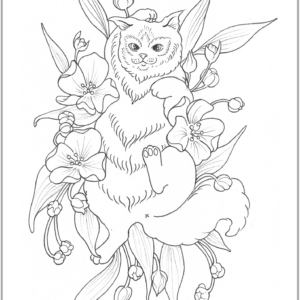 "Cat with flowers #1"